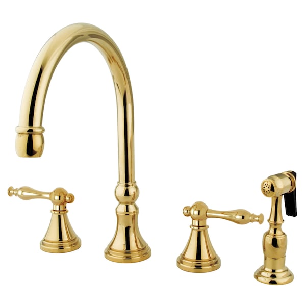 Widespread Kitchen Faucet, Polished Brass